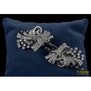 BROCHES / ALFILERES<BR>BROCHE DOBLE CLIP EN ORO BLANCO Y BRIL... · ref.: PRESENTA CERTIFICADO...