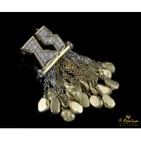 BROCHES / ALFILERES<BR>BROCHE-ALFILER ORO AMARILLO, PEPITAS D...