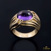 ANILLOS / SORTIJAS<BR>SORTIJA ORO AMARILLO Y AMATISTA 