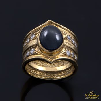 ANILLOS / SORTIJAS<BR>SORTIJA ORO AMARILLO ZAFIRO CABUCHÓN Y... · ref.: 