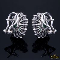 Pendientes oro blanco, esmeraldas y diamantes