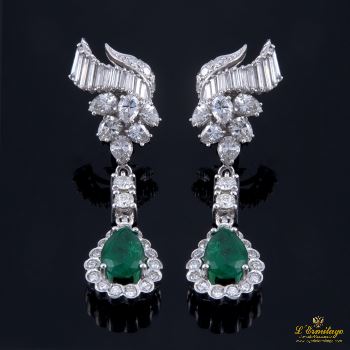 PENDIENTES<BR>PENDIENTES COLGANTES ORO BLANCO ESMERA... · ref.: PRESENTA CERTIFICADO...