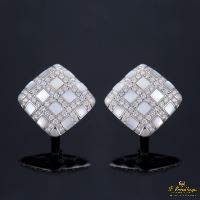 PENDIENTES<BR>PENDIENTES EN ORO BLANCO CON MADREPERL...