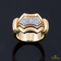 ANILLOS / SORTIJAS<BR>SORTIJA ANTIGUA ORO AMARILLO Y DIAMANT...