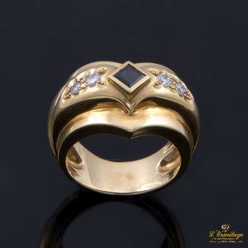 ANILLOS / SORTIJAS<BR>SORTIJA ANTIGUA ORO AMARILLO ZAFIRO Y ... · ref.: (RXO)