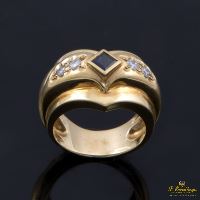 ANILLOS / SORTIJAS<BR>SORTIJA ANTIGUA ORO AMARILLO ZAFIRO Y ...