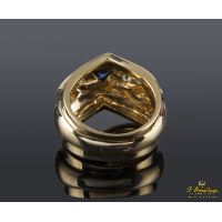 Sortija antigua oro amarillo zafiro y diamantes talla antigua