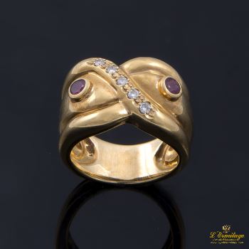 ANILLOS / SORTIJAS<BR>SORTIJA ORO AMARILLO RUBÍES Y DIAMANTE... · ref.: 