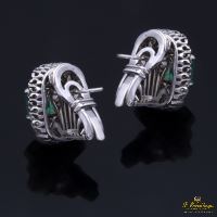 Pendientes oro blanco esmeralda y diamantes