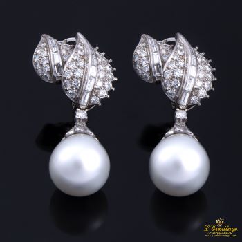 PENDIENTES<BR>PENDIENTES COLGANTES ORO BLANCO DIAMAN... · ref.: (RMXM)