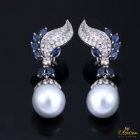 PENDIENTES<BR>PENDIENTE COLGANTES ORO BLANCO ZAFIROS...