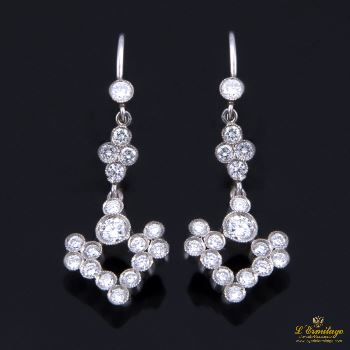 PENDIENTES<BR>PENDIENTES EN ORO BLANCO CON DIAMANTES... · ref.: (LOM)