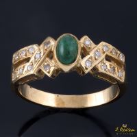 ANILLOS / SORTIJAS<BR>SORTIJA ORO AMARILLO ESMERALDA Y DIAMA...