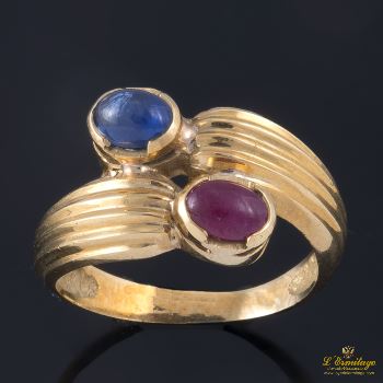 ANILLOS / SORTIJAS<BR>SORTIJA ORO AMARILLO ZAFIRO RUBÍ CABUC... · ref.: 