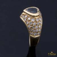 ANILLOS / SORTIJAS<BR>SORTIJA ORO AMARILLO ZAFIRO Y DIAMANTE...