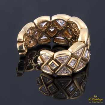 ANILLOS / SORTIJAS<BR>SORTIJA ORO AMARILLO ANCHA Y DIAMANTES... · ref.: 