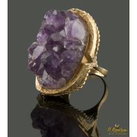 ANILLOS / SORTIJAS<BR>SORTIJA EN ORO AMARILLO CON GEODA DE A...