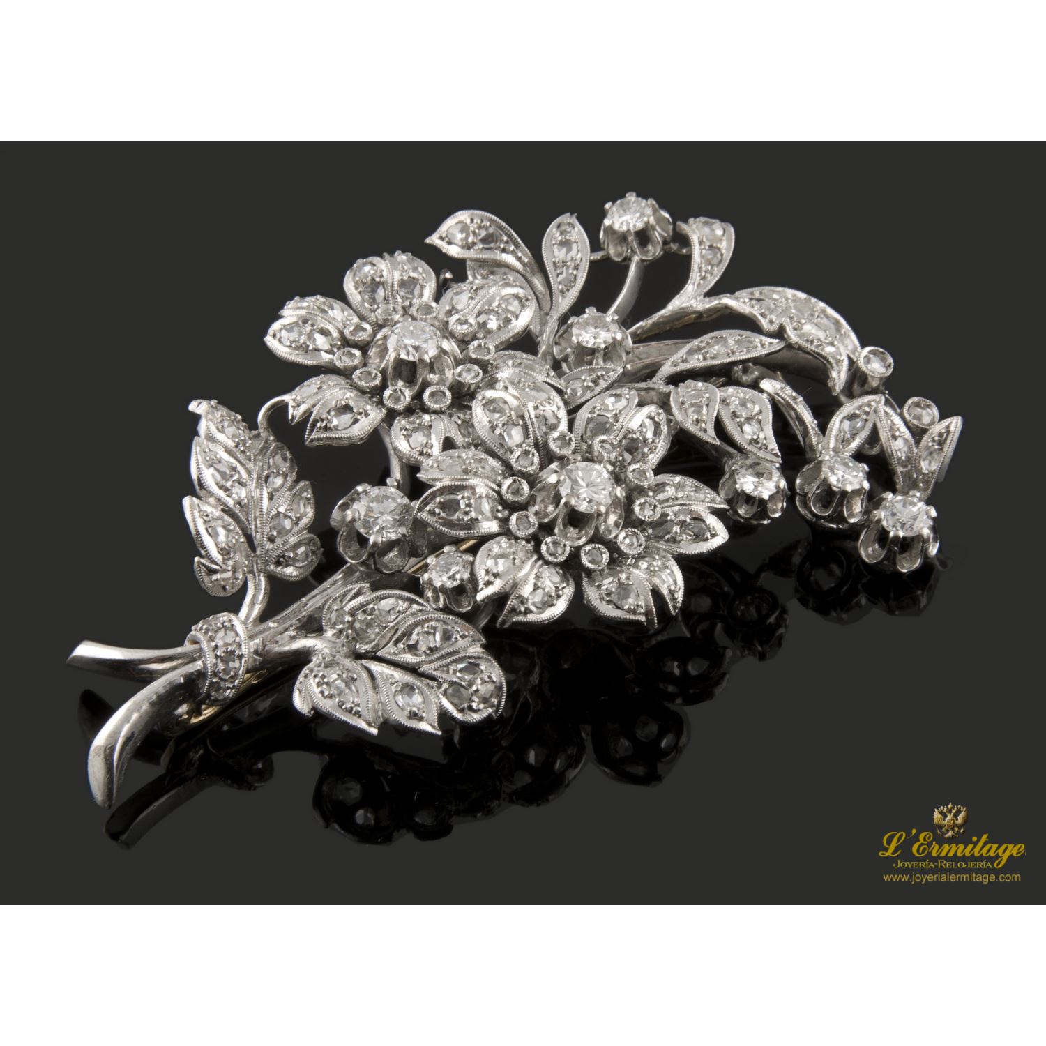 Ruikey Flor de Diamante Corona de Aleación Broche,Broche Elegancia Creativa 
