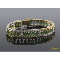 Pulsera art-deco esmeraldas talla pera y diamantes.