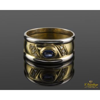 ANILLOS / SORTIJAS<BR>SORTIJA ORO AMARILLO ORO BLANCO ZAFIRO... · ref.: (AOM)