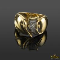 ANILLOS / SORTIJAS<BR>SORTIJA ANTIGUA ORO AMARILLO Y CUAJADO...