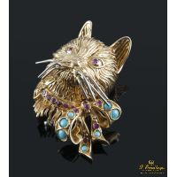 Broche felino oro amarillo