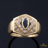 ANILLOS / SORTIJAS<BR>SORTIJA ORO AMARILLO ZAFIROS Y DIAMANT...