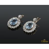 Pendientes antiguos oro blanco aguamarinas y diamantes