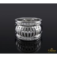 ANILLOS / SORTIJAS<BR>SORTIJA ANCHA ORO BLANCO Y DIAMANTES.