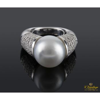 ANILLOS / SORTIJAS<BR>SORTIJA EN ORO BLANCO CON PERLA AUSTRA... · ref.: XCMI