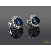 PENDIENTES<BR>PENDIENTES ZAFIROS Y ORLA DE DIAMANTES