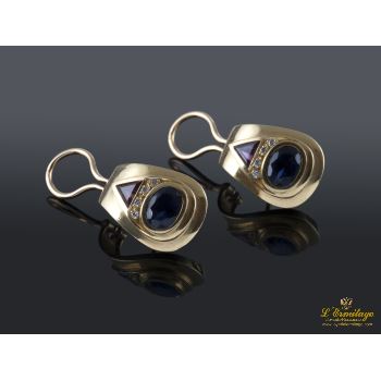 PENDIENTES<BR>PENDIENTES ORO AMARILLO ZAFIROS, DIAMA... · ref.: (EM)