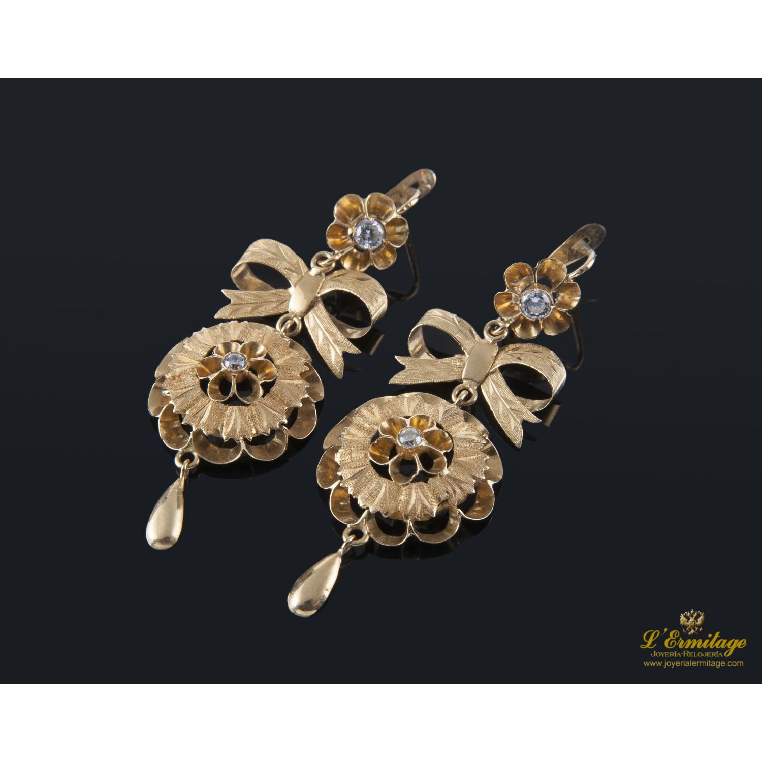 Pendientes Isabelinos Colgantes Oro Amarillo en oro amarillo · Compra de Relojes de Lujo Joyas · Joyería L'Ermitage