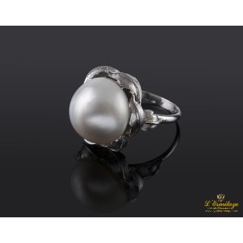 ANILLOS / SORTIJAS<BR>SORTIJA ORO BLANCO MEDIA PERLA · ref.: (LS)