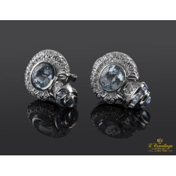 PENDIENTES<BR>PENDIENTES ORO BLANCO AGUAMARINAS Y DI... · ref.: (IMX)