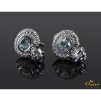 PENDIENTES<BR>PENDIENTES ORO BLANCO AGUAMARINAS Y DI...