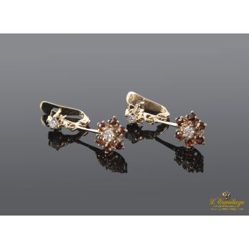 PENDIENTES<BR>PENDEINTES EN ORO AMARILLO CON GRANATE... · ref.: NMX