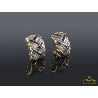 PENDIENTES<BR>PENDIENTES ORO AMARILLO ZAFIROS Y DIAM...