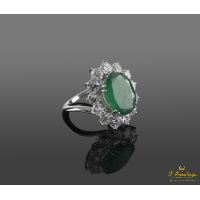 ANILLOS / SORTIJAS<BR>SORTIJA ORO BLANCO ESMERALDA Y ORLA DE...