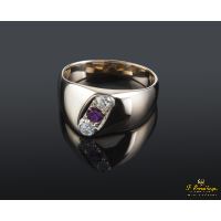 ANILLOS / SORTIJAS<BR>SORTIJA ANTIGUA ORO AMARILLO RUBÍ Y DI...