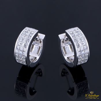 PENDIENTES<BR>PENDIENTES ARO ORO BLANCO Y DIAMANTES. · ref.: (AXMC) 