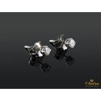 Pendientes dormilonas oro blanco y diamantes.