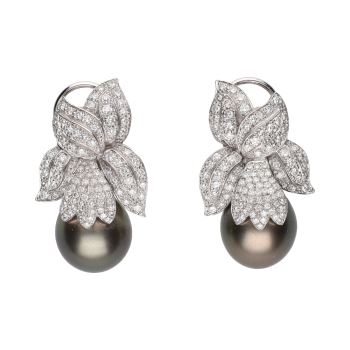 PENDIENTES<BR>PENDIENTES EN ORO BLANCO PERLA TAHITÍ ... · ref.: (NMXM)
