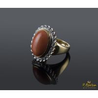 ANILLOS / SORTIJAS<BR>SORTIJA ANTIGUA ORO AMARILLO CORAL Y D...