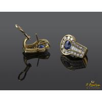 Pendientes oro amarillo zafiro y diamantes.