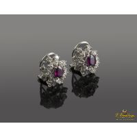 Pendientes oro blanco rubíes y diamantes