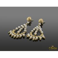 Pendientes colgantes oro amarillo y perlas naturales