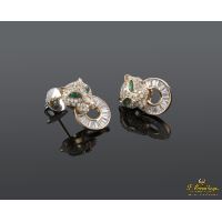 Pendientes panteras oro amarillo diamantes y esmeraldas