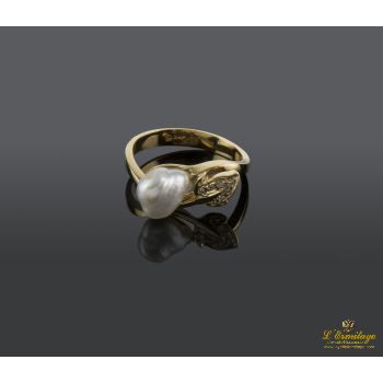 ANILLOS / SORTIJAS<BR>SORTIJA EN ORO AMARILLO CON PERLA Y BR... · ref.: OM