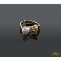 ANILLOS / SORTIJAS<BR>SORTIJA EN ORO AMARILLO CON PERLA Y BR...